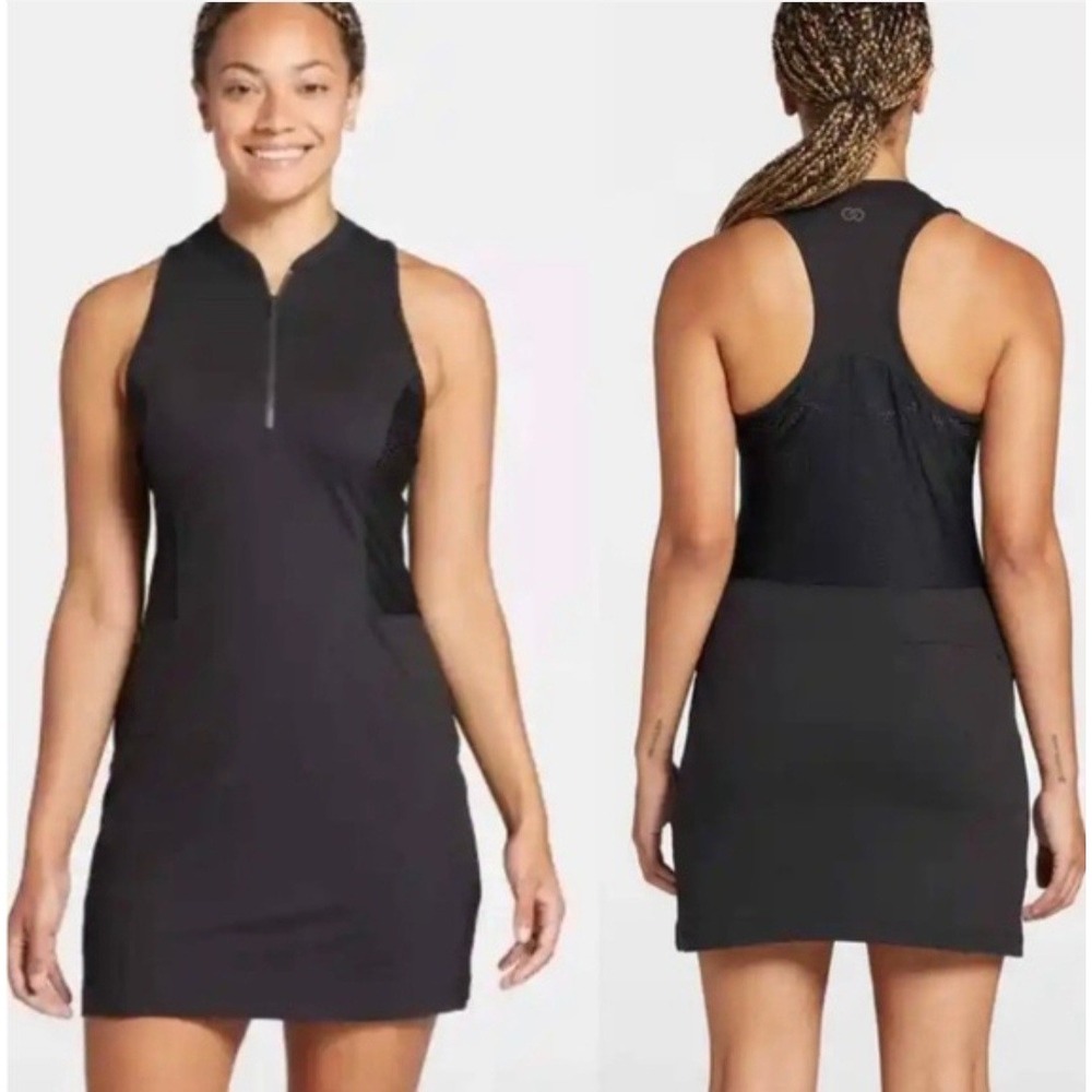 CALIA Perf Sleeveless Dress Womens Small Pure Black Golf Tennis Racerback NWT - Picture 1 of 14